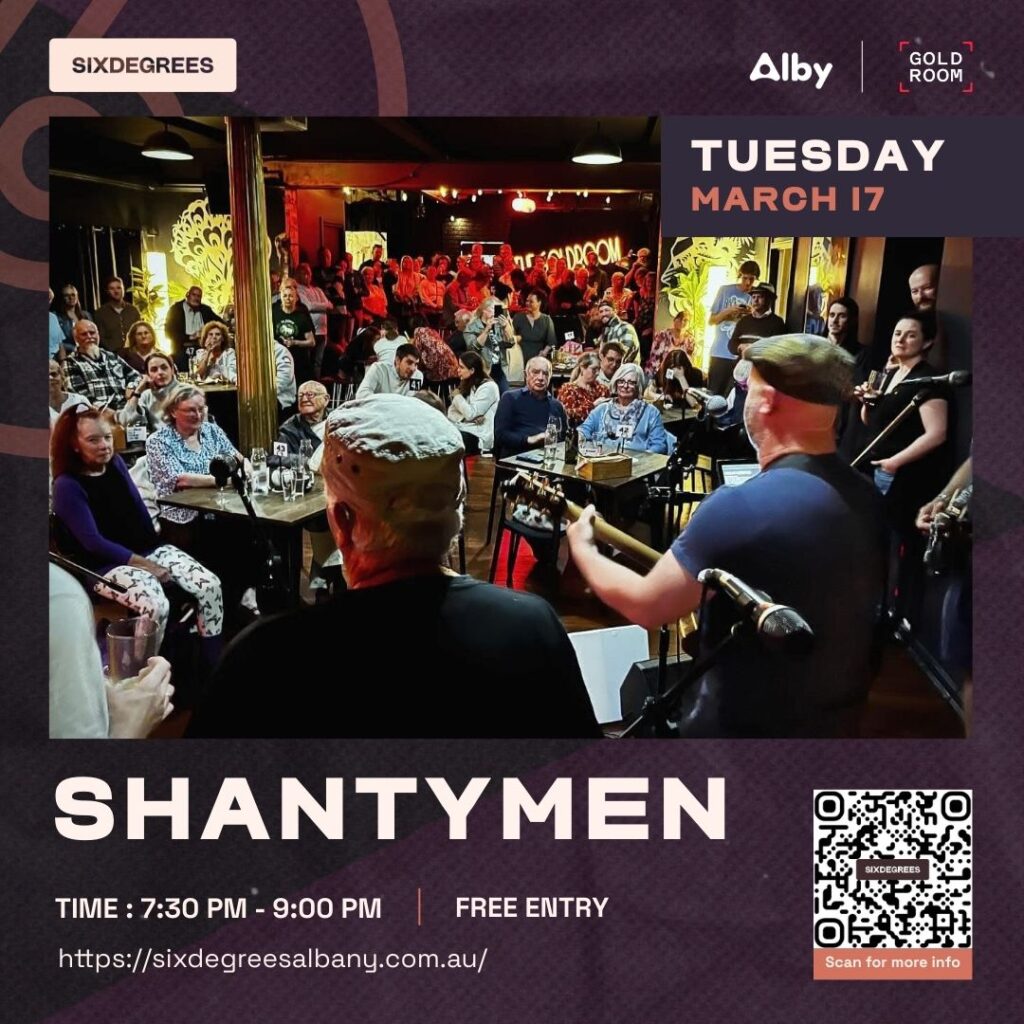 Lead singer of The Albany Shantymen during sea shanty night in Albany